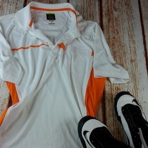 Greg Norman Orange/White Golf Shirt, Slim Fit
